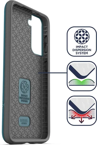 Vista 4 de Encased Rebel Series - Funda protectora resistente con clip para cinturón (2021) diseñada para Samsung Galaxy S21 Plus - Azul