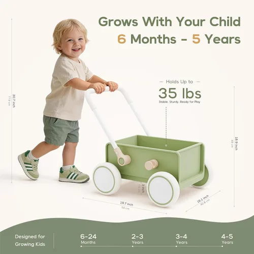 Vista 2 de Hiaksedt Andador de empuje para bebés con ruedas, juguete para bebés de 6