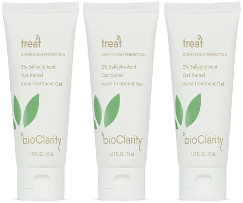 Vista 6 de bioClarity Gel de tratamiento para el acné 2% ácido salicílico + núcleo de avena hidratante 100% vegano, ingredientes limpios 1 onza líquida