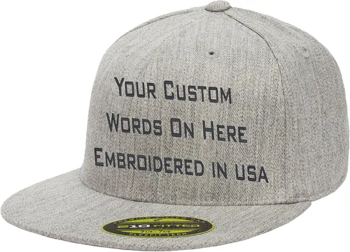 Vista 10 de Sombrero personalizado Flexfit 210 Personalizar Añadir su propio texto Bordado Flatbill