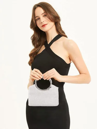 Vista 2 de LIFEWISH Bolsos de noche con diamantes de imitación de cristal para mujer, bolsos de mano brillantes para graduación, cóctel, fiesta, boda