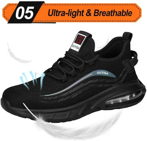 Vista 6 de Zapatos deportivos con punta de acero para hombre, zapatos ligeros para hombre, zapatos de trabajo cómodos, zapatos de seguridad con amortiguación