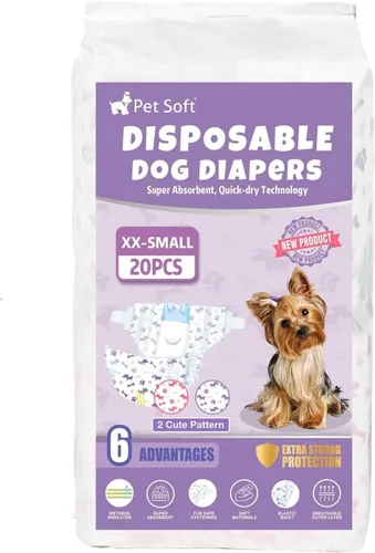 Vista 7 de Pet Soft Pañales desechables para perras – Pañales desechables para perritos con indicador de humedad, pañal para cachorros y gatos súper