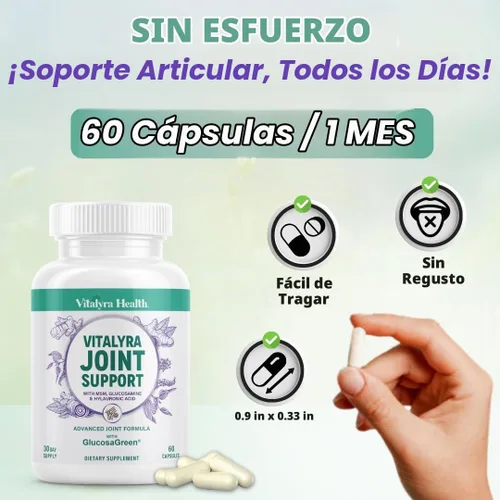Vista 6 de Vitalyra Suplemento de apoyo articular - Glucosamina, MSM y cúrcuma Hombres y Mujeres
