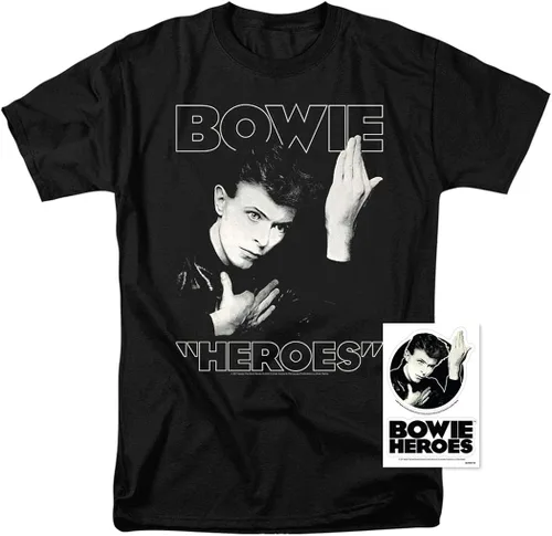 Vista 2 de David Bowie Heroes Rock Album T Shirt & Stickers