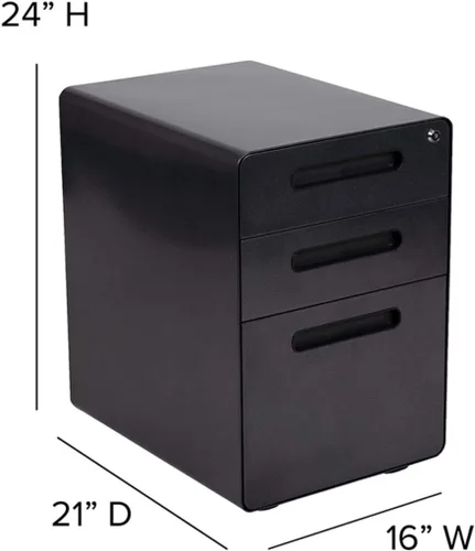 Vista 3 de Flash Furniture Archivador móvil con 3 cajones, color negro