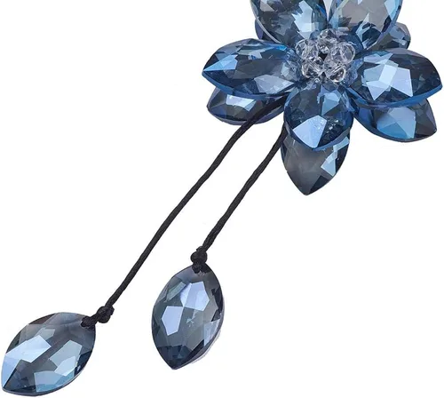 Vista 8 de Accesorio de pendiente decorativo, diseño de flor de cristal, para espejo retrovisor de vehículo, Azul