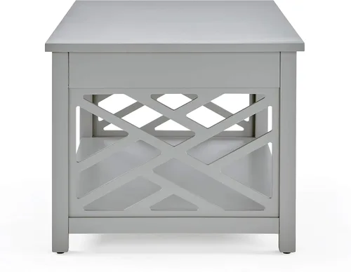 Vista 8 de Alaterre Furniture Coventry - Mesa de centro de madera de 36 pulgadas de ancho, color gris Rectangular Living Room Table, 2-Tier Center Table