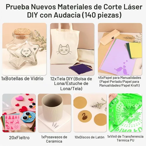 Vista 6 de Csyidio 300 piezas de material de grabado láser, 40 tipos de accesorios de grabado láser con instrucciones, suministros de grabado láser que