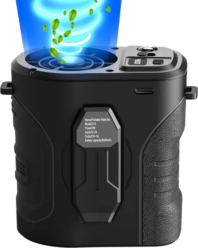 Vista 9 de Ventilador de cintura recargable de 10000 mAh, ventilador portátil con más de 24 horas de tiempo de trabajo, 15000 RPM fuerte flujo de aire