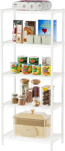 Vista 27 de SINGAYE 2 estantes pequeños para cocina, estante de alambre, estante de metal, organizadores ajustables, estantes de almacenamiento para despensa
