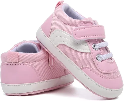 Vista 5 de Tenis de lona para bebés niños y niñas, suela suave, antideslizantes, ligeros, para recién nacidos, para primeros pasos, para cuna de 0 a 18 meses