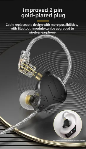 Vista 8 de KZ ZS10 PRO X - Audífonos Monitor dentro del oído, auriculares IEM con controladores híbridos 4BA+1DD mejorados, auriculares con cable metálico HiFi