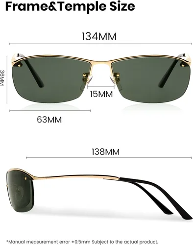 Vista 4 de Veda Tinda Vision Lentes de sol polarizados envolventes para hombres y mujeres, rectangulares, sin marcos, deportivos, de los años 90, protección