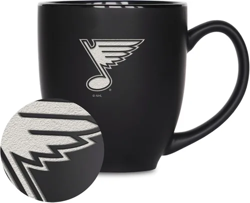 Vista 25 de Rico Industries NHL Hockey - Taza bistró de cerámica negra mate de 15 onzas
