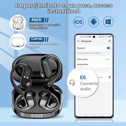 Vista 8 de Auriculares inalámbricos Bluetooth 5.4 HiFi estéreo con ganchos