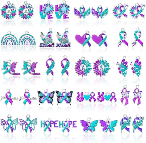 Vista 18 de MARFOREVER 40 piezas/20 pares de dijes de conciencia sobre el autismo