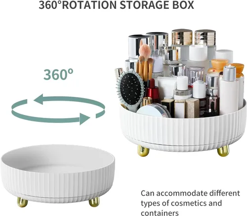 Vista 8 de funest Organizador de perfumes de maquillaje, rotación de 360 grados, Lazy Susan, estuche de almacenamiento de lociones para cosméticos, bandeja