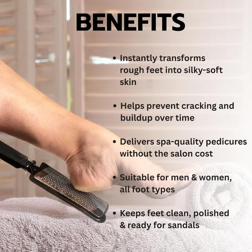 Vista 4 de Podología de mandíbulas lima de pies grande y removedor de callos para pies - Negro plateado Professional Stainless Steel Pedicure Foot Rasp for