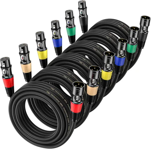 Vista 13 de EBXYA Paquete de 4 cables XLR de 3 pies, cable de micrófono macho a hembra con cable de altavoz blindado equilibrado