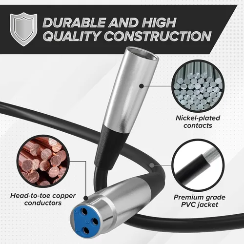 Vista 6 de THE CIMPLE CO Cable de extensión de micrófono XLR macho a XLR hembra de 10 pies, cable equilibrado de 0.236 in con conector de 3 pines