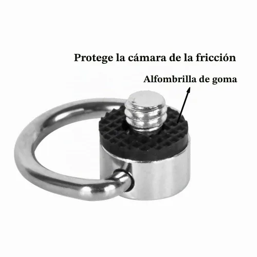 Vista 3 de Tornillo de anillo en D de acero inoxidable con bisagras Tornillo de fijación de cámara 1/4"-20 Rosca para trípode cámaras DSLR para liberación