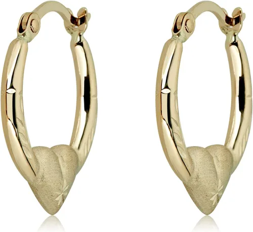 Vista 5 de AVORA Aretes de aro criollos de corazón de oro de 10 quilates: paquete de 3 tonos y oro amarillo, Plata de ley Oro amarillo