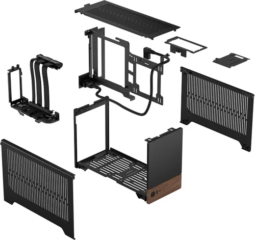Vista 22 de Fractal Design Terra Graphite - Panel frontal de madera de nogal - Factor de forma pequeño - Carcasa para juegos Mini ITX - Cable elevador PCIe 4.0