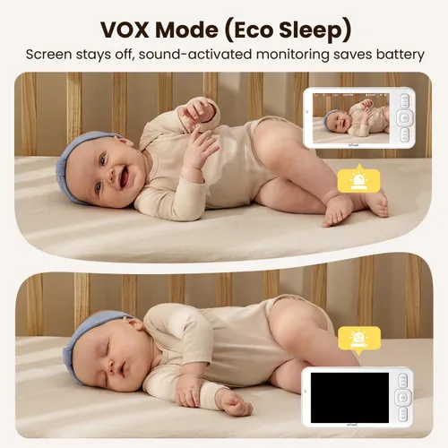 Vista 2 de ieGeek Baby Monitor with Camera and Audio,No WiFi 5”Screen&2.4G WiFi App White