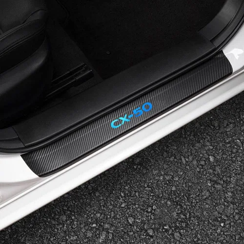 Vista 9 de LEXLEY Protector de umbral de puerta de cuero estilo fibra de carbono para Mazda 2023 2024 2025 2026 CX-50 CX50, protector de umbral de puerta