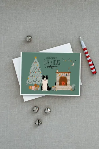 Vista 3 de Caroline's Treasures CK7681GCA7P - Tarjetas de felicitación y sobres de Navidad para todo el mundo, color negro y blanco, paquete de 8 tarjetas