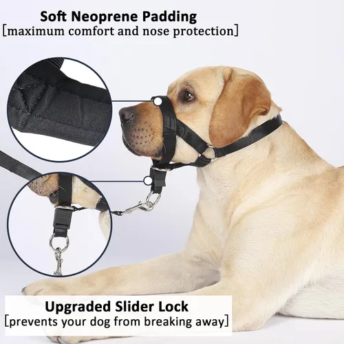 Vista 2 de BARKLESS Collar de cabeza sin tirones para entrenar y caminar de perros fácil Arnés de perro suave y ajustable con enlace de seguridad, pone fin a
