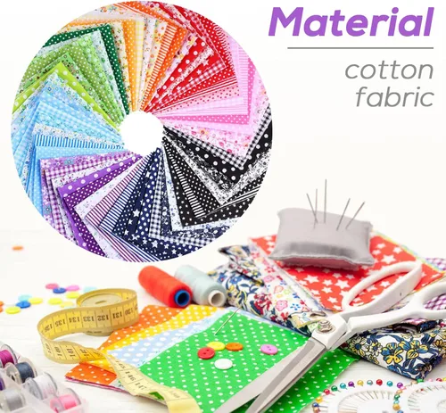 Vista 3 de 120 cuadrados de tela de algodón de 4 x 4 pulgadas, paquete de manualidades de costura para manualidades, para álbumes de recortes
