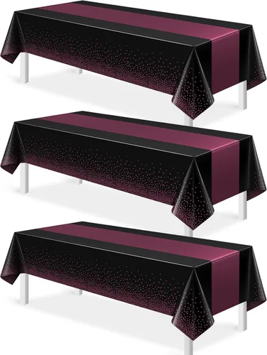 Vista 32 de MASHAN 1 mantel negro y azul para decoración de fiesta, mantel de plástico negro impreso azul, funda rectangular desechable para cumpleaños, boda