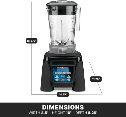 Vista 6 de Waring Licuadora comercial Xtreme para alimentos, motor de 3.5 caballos de fuerza, teclado electrónico programable y tarro de copoliéster de 48