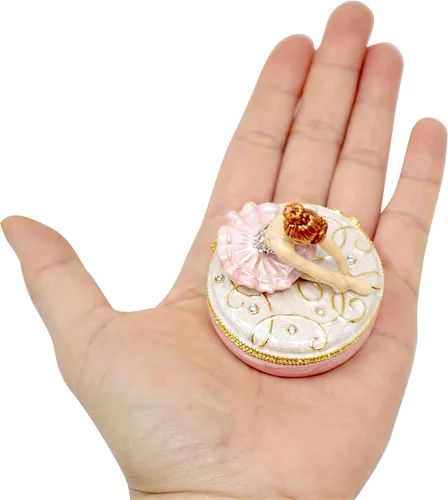 Vista 8 de Caja de joyería de bailarina rosa con texto en inglés "Bejeweled
