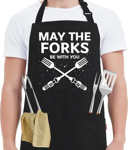 Vista 9 de Kaidouma Delantales Divertidos para Hombres y Mujeres Chef - Delantal Unisex Divertido de Cocina, Parrilla, Barbacoa con 2 Bolsillos - Regalos