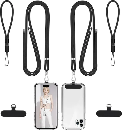 Vista 12 de Cordon para teléfono celular, cordon cruzado para teléfono con correa de cuello ajustable y paquete de 2 correas de muñeca para teléfono con parches