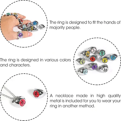 Vista 5 de PADINHY - Anillo de disfraz de ninja, accesorios de cosplay, anillo de anime para cosplay