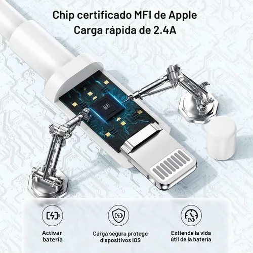 Vista 3 de Susnwere Cable de carga extra largo para iPhone de 15 pies, [certificado Apple MFi], cable USB a Lightning de 15 pies, cable de carga rápida