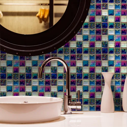 Vista 6 de Alwayspon 25 piezas de transferencias de azulejos de mosaico despegar y pegar para decoración del hogar, 4x4 pulgadas autoadhesivas impermeables