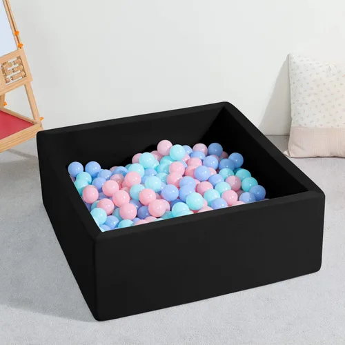 Vista 5 de TRENDBOX Pozo de pelotas de espuma viscoelástica de 35.4 x 35.4 x 13.8 pulgadas, equipo suave para piscina para niños pequeños, color negro