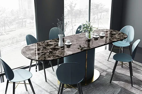 Vista 5 de REDODECO Papel adhesivo de mármol marrón brillante para encimera de cocina, papel tapiz autoadhesivo de 15.8 x 79 pulgadas (marrón oscuro)