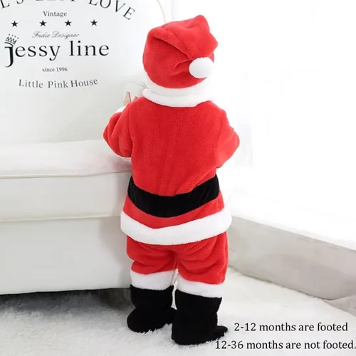Vista 5 de QIAONIUNIU Disfraz de Papá Noel para bebé, traje de Navidad para niños pequeños