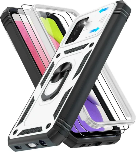 Vista 127 de Gritup Funda para Google Pixel 6 con cubierta deslizante para cámara y protector de pantalla (2 unidades), soporte de anillo giratorio 360°, funda