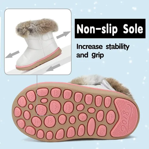 Vista 4 de CIOR - Botas de nieve para niños y niñas, botas cálidas para invierno con botón, calzado para exteriores
