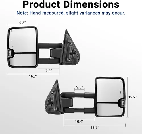 Vista 8 de Espejo de remolque Switchback Compatible con espejos de remolque 2014-2018 Chevy Silverado GMC Sierra con vidrio ajustado por electricidad