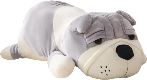 Vista 8 de Animales de peluche de perro, Bulldog de peluche marrón de 17.7 pulgadas, animales de peluche grandes, regalos de Navidad y cumpleaños para niños