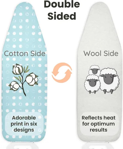 Vista 6 de Love Sew Funda reversible para tabla de planchar de lana, 2 en 1, lana de un lado de algodón