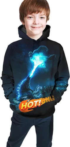 Vista 3 de Garin Sudadera con capucha de dinosaurio para niñosniñas, sudadera con capucha de monstruo de anime impresa en 3D para cosplay